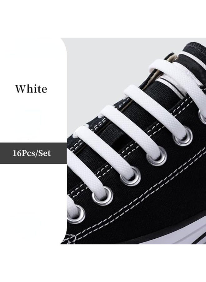My souq Smart Elastic Silicone No-Tie Shoelaces - 16 Pcs Waterproof & Durable Lazy Laces - White - Image 2